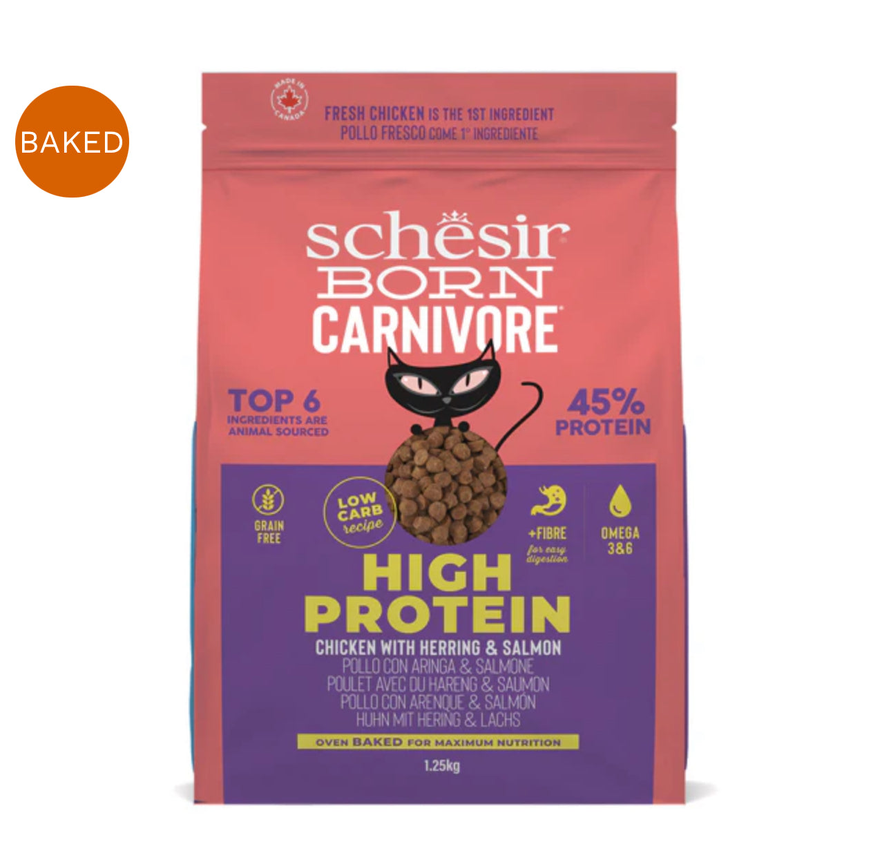 Schesir Born Carnivore Chicken with Herring & Salmon Dry Cat Food – 1.25kg